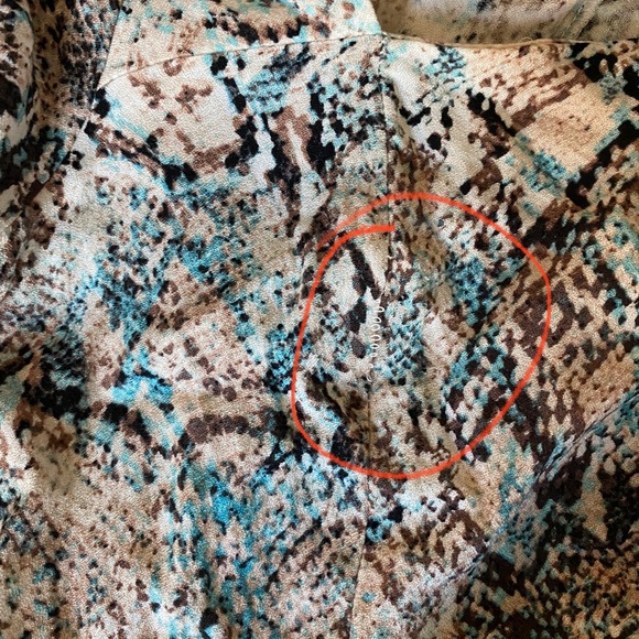 New AFRM Long Sleeve Midi Dress, Aqua All-Over Snake Print, Size Medium - Picture 6 of 16